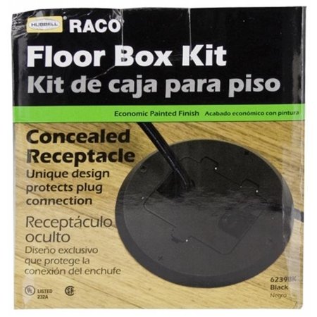 HUBBEL ELECTRIC RACO Hubbel Electric Raco Black Concealed Receptacle Floor Box Kit  6239BK 6239BK